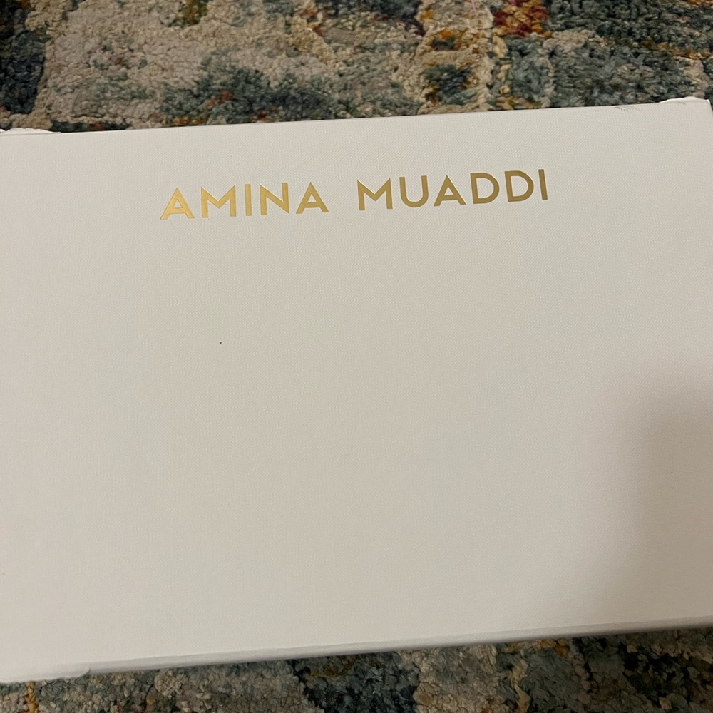 Amina Muaddi Pink Satin Crystal Bow Mules - Picture 9 of 11